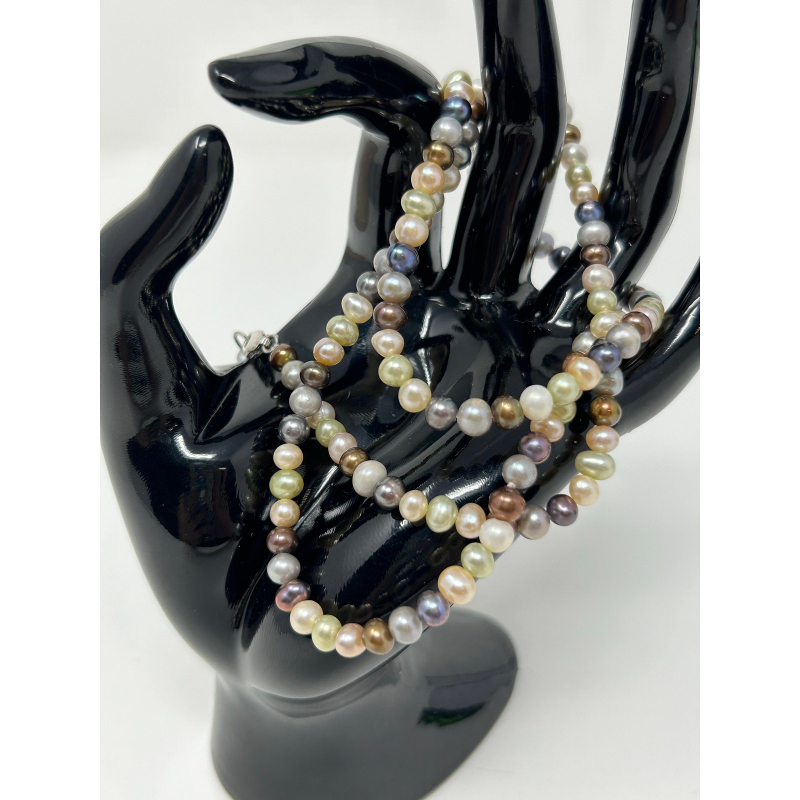 Vintage Jcm Marked 925 Multicolor Pearl Necklace Bracelet 75$